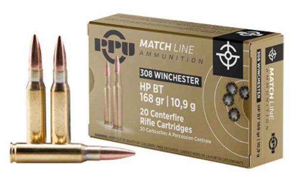 PPU .308 WIN MATCH 168GR HPBT 20/200